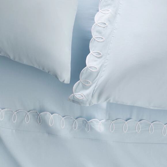 Anthropologie Maeve Looped Twin Sheet Set – Sky Blue Organic Cotton – NWOT - Picture 1 of 2